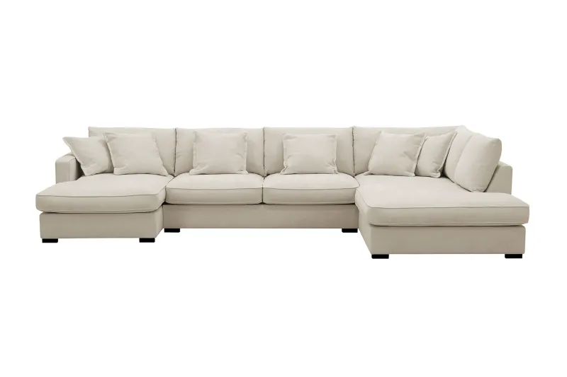 Rossita Lyx 5-sits Vänstervänd U-formad Extra djup Soffa med Divan och Schäslong i Tyg - Beige — Scandinavian Choice