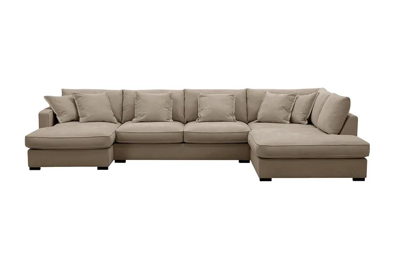 Rossita Lyx 5-sits Vänstervänd U-formad Extra djup Soffa med Divan och Schäslong i Tyg - Brun — Scandinavian Choice