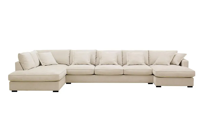 Rossita Lyx 6-sits Högervänd U-formad Extra djup Soffa med Divan och Schäslong i Chenille - Beige — Scandinavian Choice