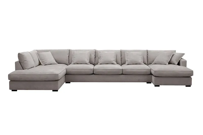 Rossita Lyx 6-sits Högervänd U-formad Extra djup Soffa med Divan och Schäslong i Chenille - Grå/Brun — Scandinavian Choice