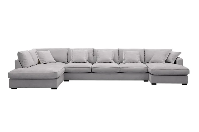 Rossita Lyx 6-sits Högervänd U-formad Extra djup Soffa med Divan och Schäslong i Chenille - Grå — Scandinavian Choice