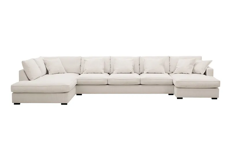 Rossita Lyx 6-sits Högervänd U-formad Extra djup Soffa med Divan och Schäslong i Manchester - Naturvit — Scandinavian Choice