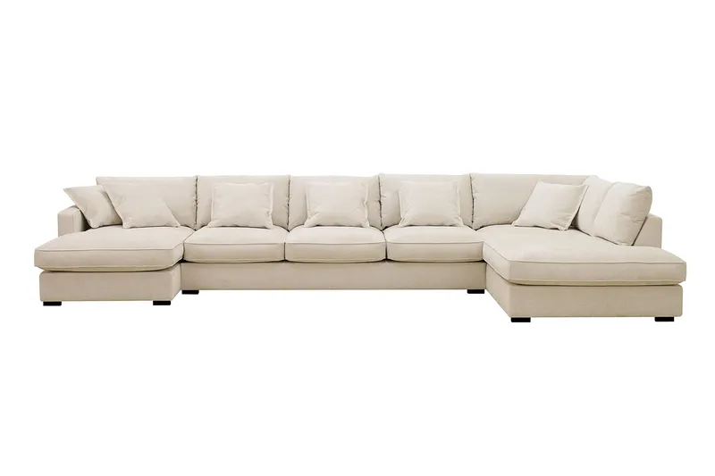Rossita Lyx 6-sits Vänstervänd U-formad Extra djup Soffa med Divan och Schäslong i Chenille - Beige — Scandinavian Choice