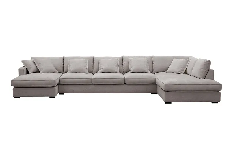 Rossita Lyx 6-sits Vänstervänd U-formad Extra djup Soffa med Divan och Schäslong i Chenille - Grå/Brun — Scandinavian Choice
