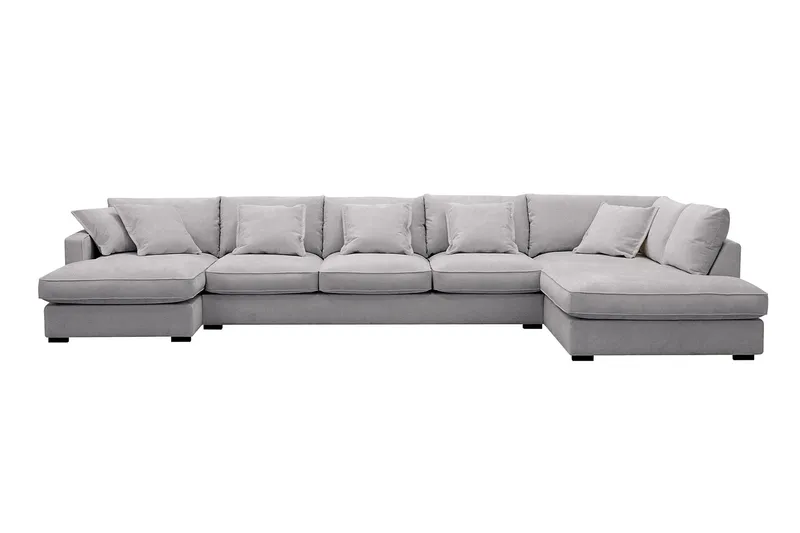 Rossita Lyx 6-sits Vänstervänd U-formad Extra djup Soffa med Divan och Schäslong i Chenille - Grå — Scandinavian Choice