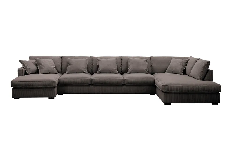 Rossita Lyx 6-sits Vänstervänd U-formad Extra djup Soffa med Divan och Schäslong i Manchester - Brun — Scandinavian Choice