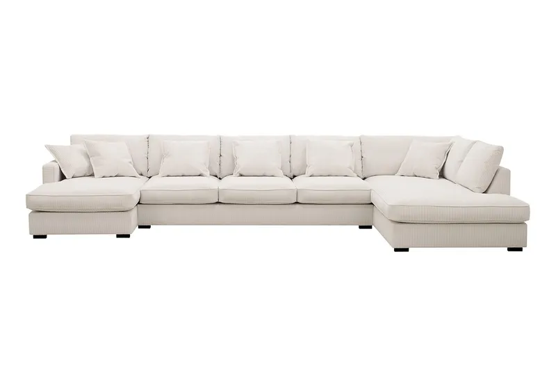 Rossita Lyx 6-sits Vänstervänd U-formad Extra djup Soffa med Divan och Schäslong i Manchester - Naturvit — Scandinavian Choice
