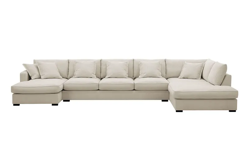 Rossita Lyx 6-sits Vänstervänd U-formad Extra djup Soffa med Divan och Schäslong i Tyg - Beige — Scandinavian Choice