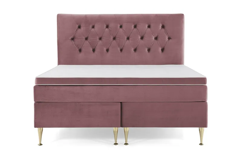 Royal Velvet Komplett Sängpaket 160x200 cm - Rosa med Höga Guldben — Rosa med Höga Guldben
