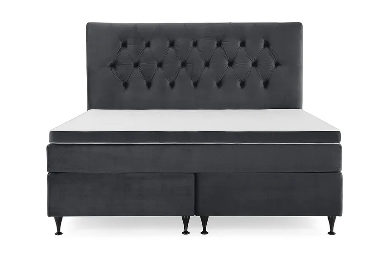 Royal Velvet Komplett Sängpaket 180x200 cm - Svart med Låga Svarta Ben — Svart med Låga Svarta Ben