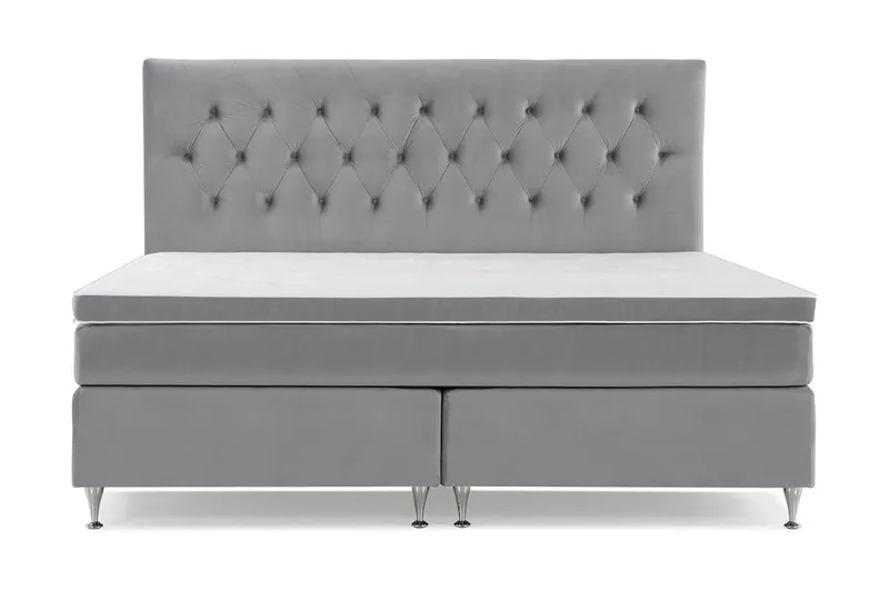 Royal Velvet Komplett Sängpaket 210x210 cm - Ljusgrå med Låga Silverben — Ljusgrå med Låga Silverben
