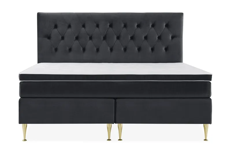 Royal Velvet Komplett Sängpaket 210x210 cm - Svart med Höga Guldben — Svart med Höga Guldben
