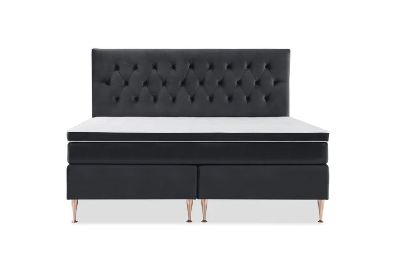 Royal Velvet Komplett Sängpaket 210x210 cm - Svart med Höga Rosében — Svart med Höga Rosében