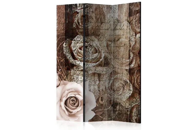 Rumsavdelare - Old Wood & Roses 135x172 - Artgeist sp. z o. o. — Artgeist sp. z o. o.