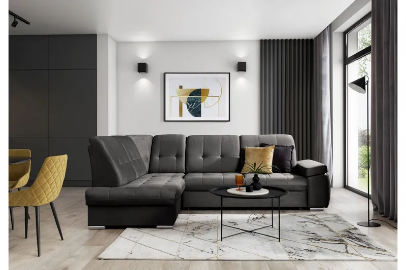Sajana Bäddsoffa m. Schäslong 3-sits - Grå (Art.nr 1722501) — Grå
