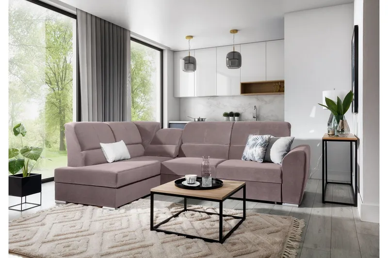 Sajmon Bäddsoffa m. Schäslong 3-sits - Mörkbrun (Art.nr 1722388) — Mörkbrun