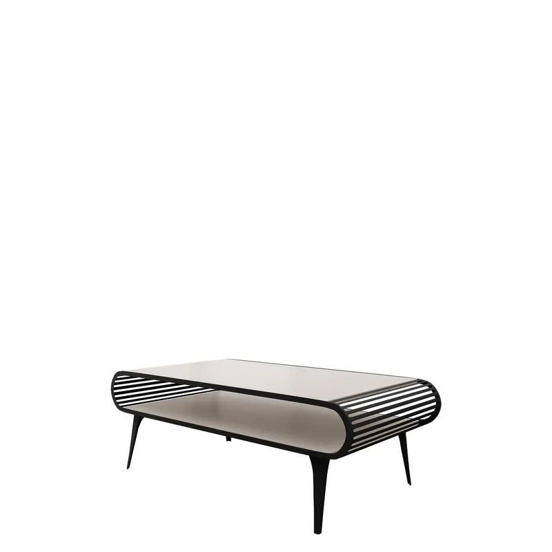 Salvaris Soffbord 120 cm - Svart med beige bordsskiva — Svart med beige bordsskiva