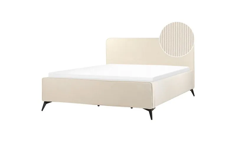 Säng med lamellram Valognes - Ljusbeige, svart, 180x200 cm — Ljusbeige, svart, 180x200 cm