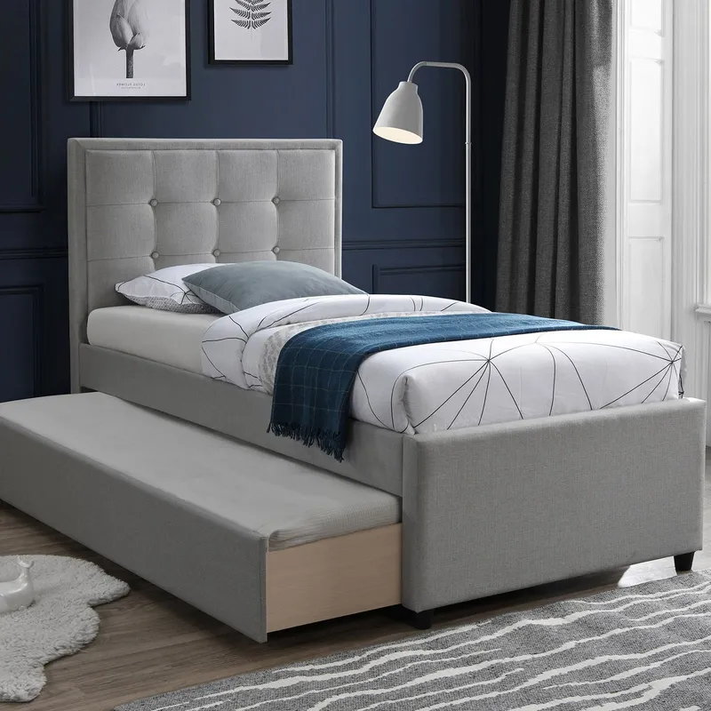 Säng Oswaldo 90x200 cm med två madrasser Harmony Uno Platinum - Platinagrå — Platinagrå