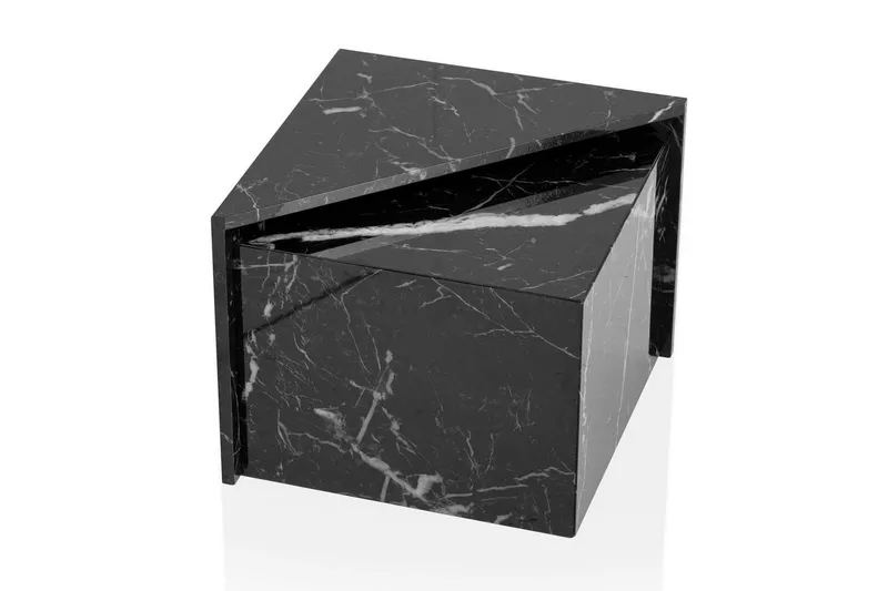Satsbord Wohnling Set om 2 MONOBLOC högglans triangulär, modern stil Marmor, Svart - Marmor, Svart — Wohnling
