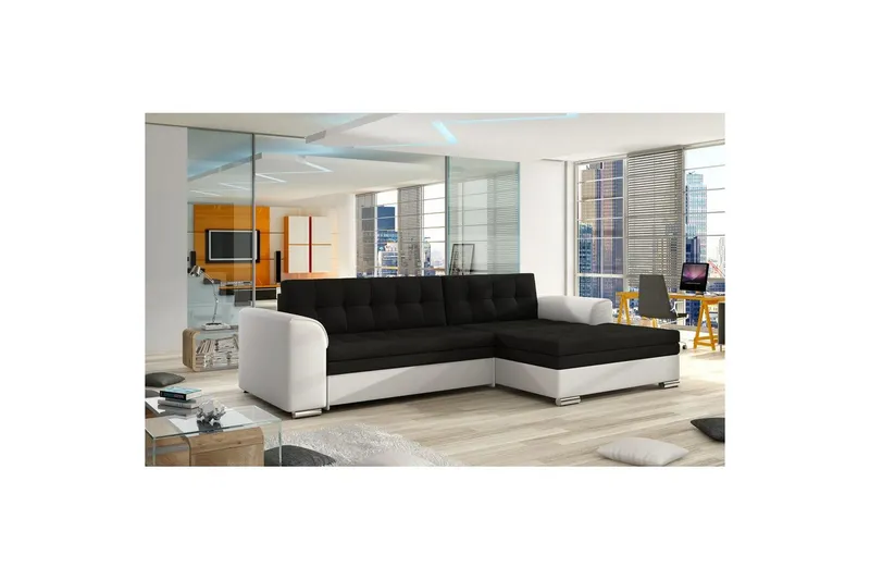 Sektion Eltap Conforti 275x165x78 cm - Sawana 14, Soft 17, Svart, Vit, Höger — Sawana 14, Soft 17, Svart, Vit, Höger
