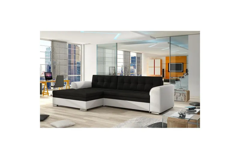 Sektion Eltap Conforti 275x165x78 cm - Sawana 14, Soft 17, Svart, Vit, Vänster — Sawana 14, Soft 17, Svart, Vit, Vänster