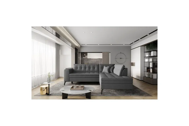 Sektion Eltap Lanvin 260x210x93 cm - Flores 5, Grå, Höger — Flores 5, Grå, Höger