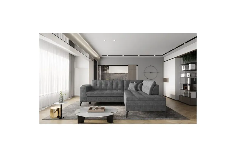 Sektion Eltap Lanvin 260x210x93 cm - Leve 6, Mörkgrå, Höger — Leve 6, Mörkgrå, Höger
