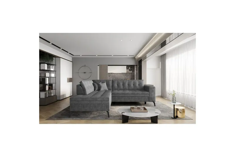 Sektion Eltap Lanvin 260x210x93 cm - Leve 6, Mörkgrå, Vänster — Leve 6, Mörkgrå, Vänster