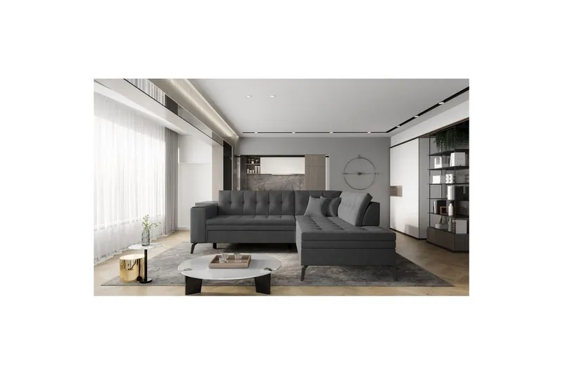 Sektion Eltap Lanvin 260x210x93 cm - Nube 6, Mörkgrå, Höger — Nube 6, Mörkgrå, Höger
