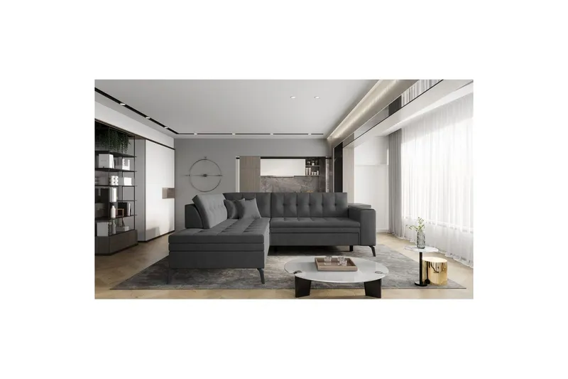 Sektion Eltap Lanvin 260x210x93 cm - Nube 6, Mörkgrå, Vänster — Nube 6, Mörkgrå, Vänster