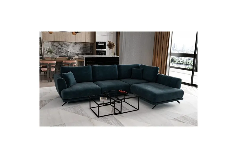 Sektion Eltap Larde 286x191x90 cm - Nube 40, Blå, Höger — Nube 40, Blå, Höger