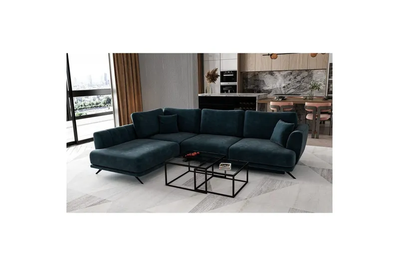 Sektion Eltap Larde 286x191x90 cm - Nube 40, Blå, Vänster — Nube 40, Blå, Vänster