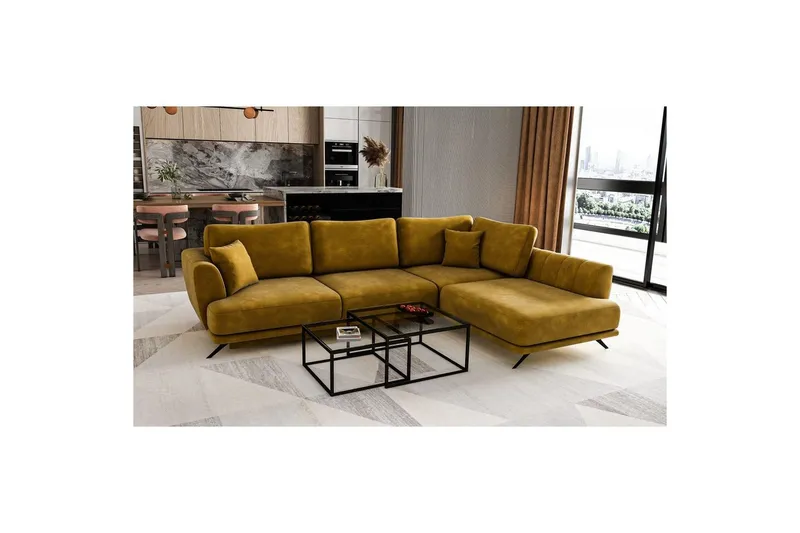 Sektion Eltap Larde 286x191x90 cm - Nube 45, Gul, Höger — Nube 45, Gul, Höger
