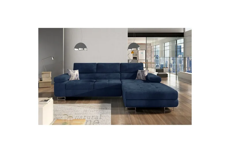 Sektionssoffa Eltap Armando 289x85x203 cm - Kronos 09, Botanisk 80, Mörkblå, Mönster, Höger — Kronos 09, Botanisk 80, Mörkblå, Mönster, Höger