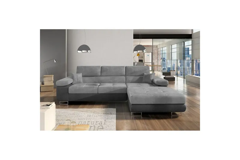 Sektionssoffa Eltap Armando 289x85x203 cm - Monolith 84, Monolith 97, Ljusgrå, Mörkgrå, Höger — Monolith 84, Monolith 97, Ljusgrå, Mörkgrå, Höger