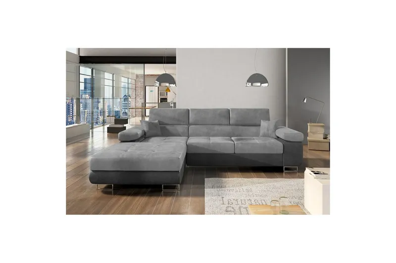 Sektionssoffa Eltap Armando 289x85x203 cm - Monolith 84, Monolith 97, Ljusgrå, Mörkgrå, Vänster — Monolith 84, Monolith 97, Ljusgrå, Mörkgrå, Vänster