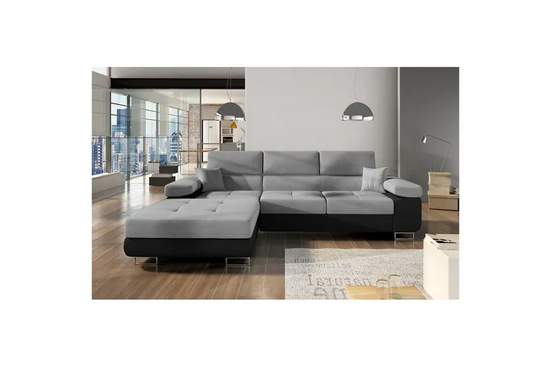 Sektionssoffa Eltap Armando 289x85x203 cm - Sawana 05, Sawana 14, Grå, Svart, Vänster — Sawana 05, Sawana 14, Grå, Svart, Vänster