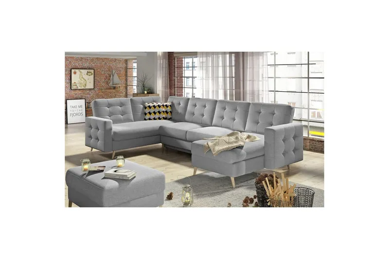 Sektionssoffa Eltap Asgard U 326x202x93 cm - Soft 29, Grå — Soft 29, Grå