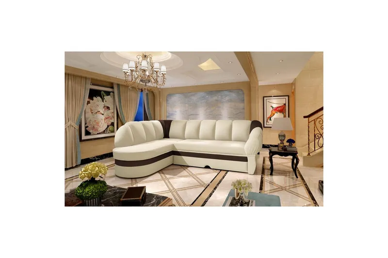 Sektionssoffa Eltap Benano 250x85x180 cm - Soft 33, Soft 66, Beige, Mörkbrun, Vänster — Soft 33, Soft 66, Beige, Mörkbrun, Vänster