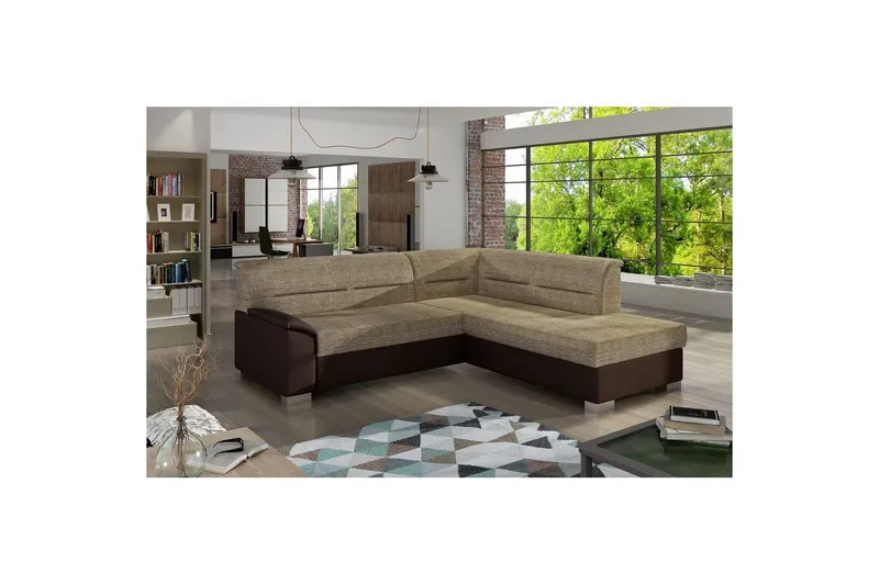 Sektionssoffa Eltap Bergen 247x214x83 cm - Berlin 03, Soft 66, Beige, Mörkbrun, Höger — Berlin 03, Soft 66, Beige, Mörkbrun, Höger