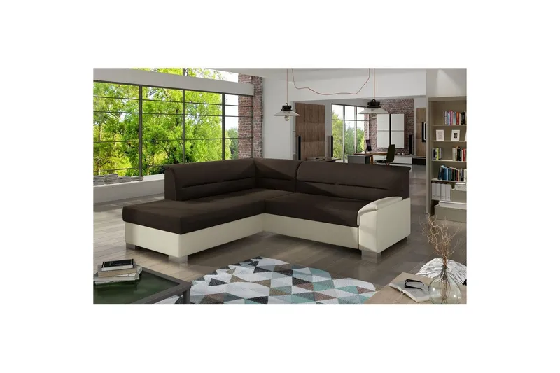 Sektionssoffa Eltap Bergen 247x214x83 cm - Sawana 26, Soft 33, Mörkbrun, Beige, Vänster — Sawana 26, Soft 33, Mörkbrun, Beige, Vänster