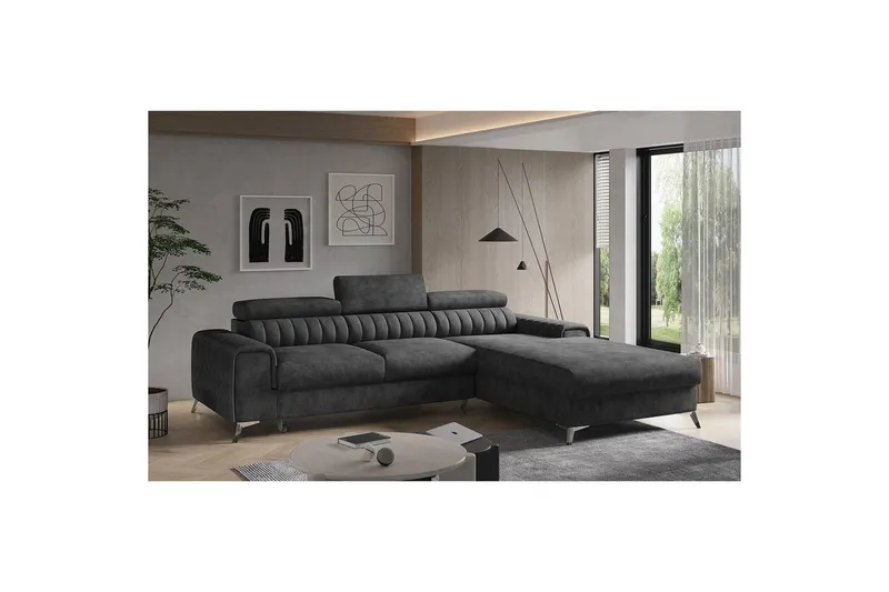Sektionssoffa Eltap Grayson 278x205x92 cm - Leve 6, Mörkgrå, Höger — Leve 6, Mörkgrå, Höger