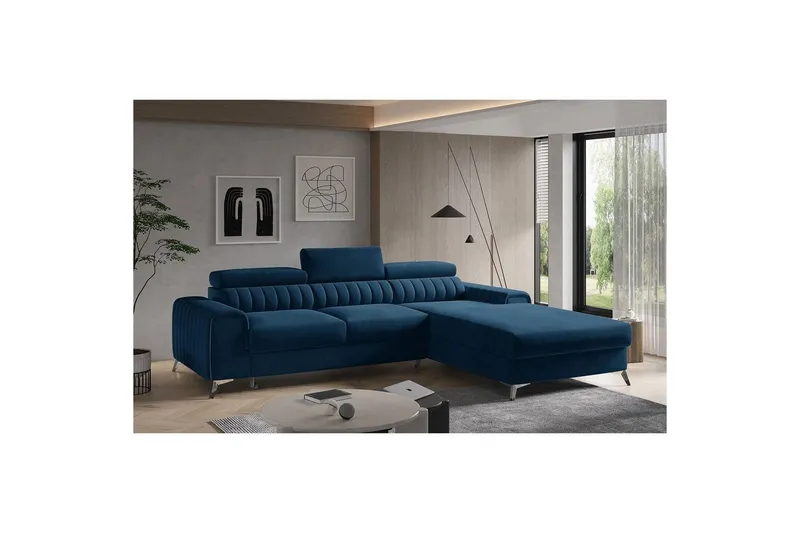 Sektionssoffa Eltap Grayson 278x205x92 cm - Lukso 40, Mörkblå, Höger — Lukso 40, Mörkblå, Höger