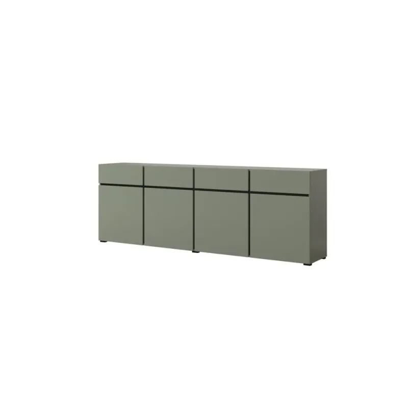 Sideboard Cross 4 dörrar med 4 lådor - Grön - Svart — Svart