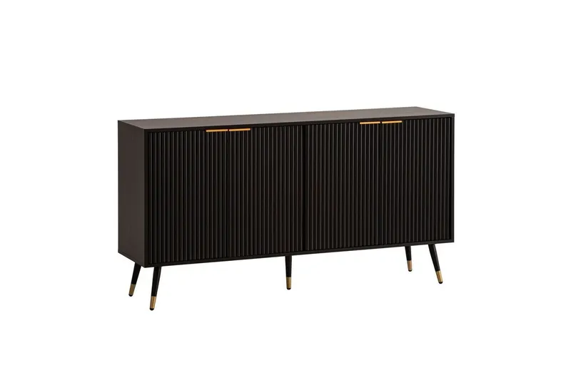 Sideboard Wohnling Folierad spånskiva ekoptik 150 cm 4 dörrar modern — Wohnling