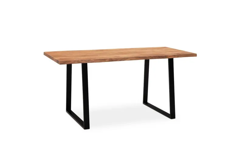 Skrivbord Wohnling Massiv trä träd kant metallben lantlig stil Svart, Rak, 120x60 cm - Svart, Rak, 120x60 cm — Wohnling