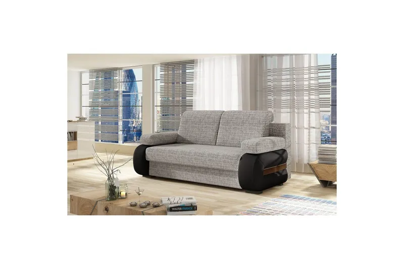 Soffa Eltap Laura 202x79x84 cm - Berlin 01, Soft 11, Grå, Svart — Berlin 01, Soft 11, Grå, Svart