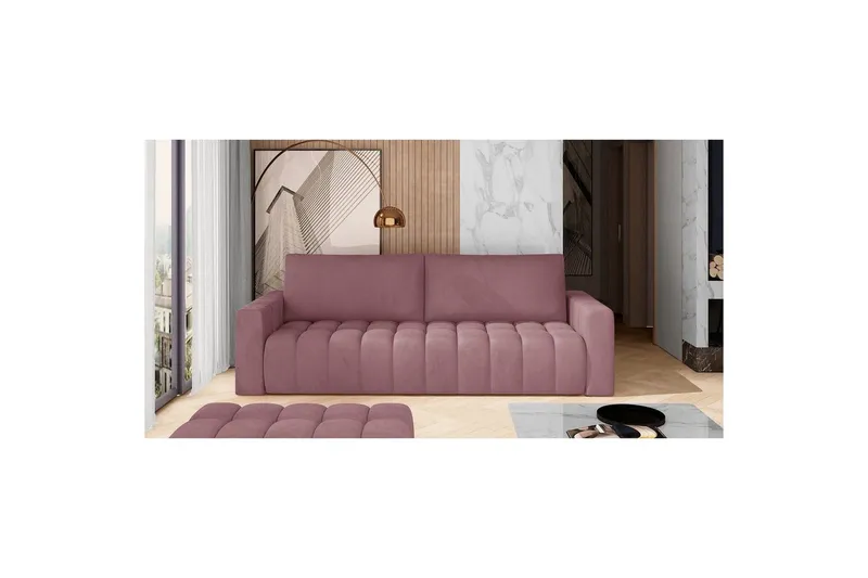 Soffa Eltap Lazaro 247x97x92 cm - Mat Velvet 63, Rosa — Mat Velvet 63, Rosa