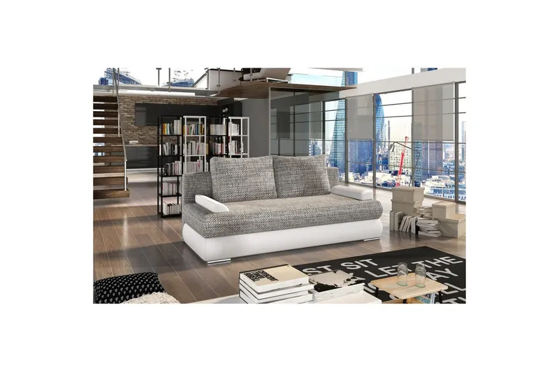 Soffa Eltap Milo 213x95x90 cm - Berlin 01, Soft 17, Grå, Vit — Berlin 01, Soft 17, Grå, Vit